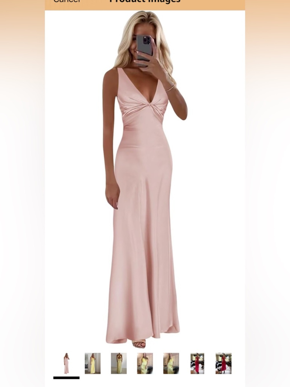 Elegant Twist-Front V-Neck Pink Evening Dress